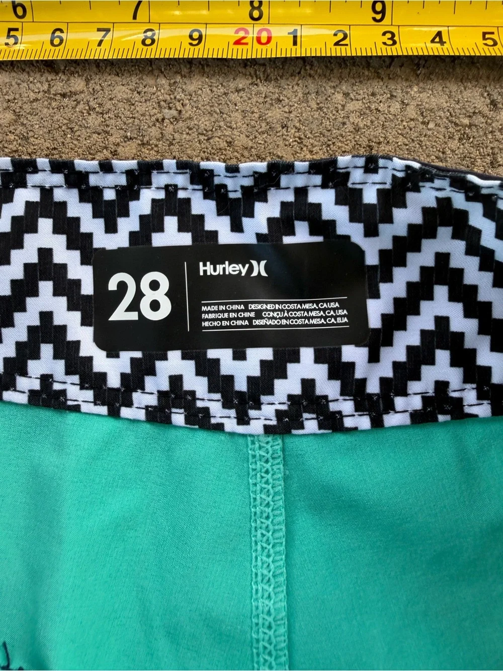 Hurley Men’s Teal Board Shorts with Navy Waistband and Stripes